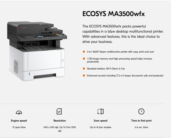 Kyocera ECOSYS MA3500wfx [110C3D2US0] - Image 2