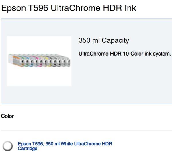 Epson T596 White 350mL T596C00