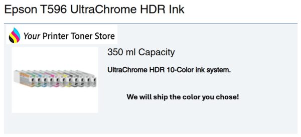 Epson Light Light Black UltraChrome HDR Ink Cartridge for Select Stylus Pro Printers (350 mL) [T596900]